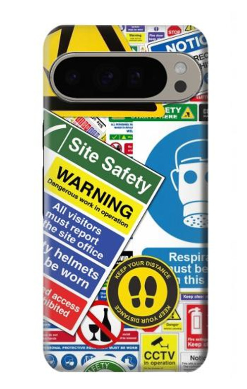 S3960 Safety Signs Sticker Collage Case Cover Custodia per Google Pixel 9 Pro XL