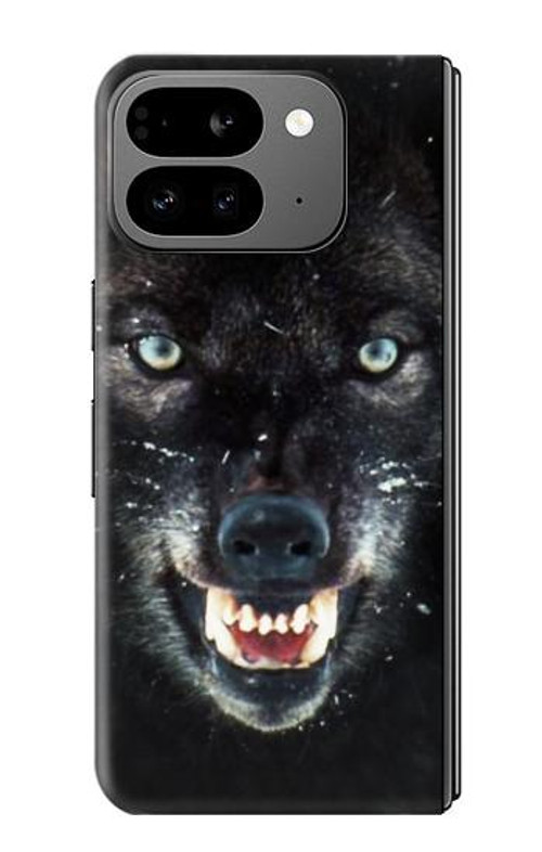 S2823 Black Wolf Blue Eyes Face Case Cover Custodia per Google Pixel 9 Pro Fold S2823 Black Wolf Blue Eyes Face Case Cover Custodia per Google Pixel 9 Pro Fold