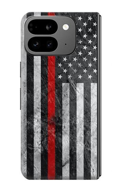 S3687 Firefighter Thin Red Line American Flag Case Cover Custodia per Google Pixel 9 Pro Fold