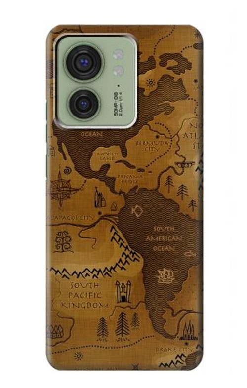 S2861 Antique World Map Case Cover Custodia per Motorola Edge (2023), Edge 40