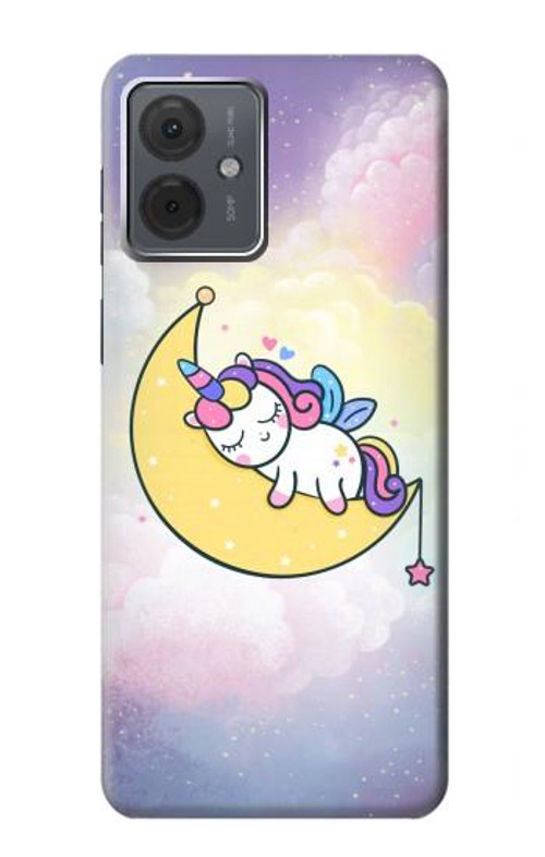 S3485 Cute Unicorn Sleep Case Cover Custodia per Motorola Moto G14