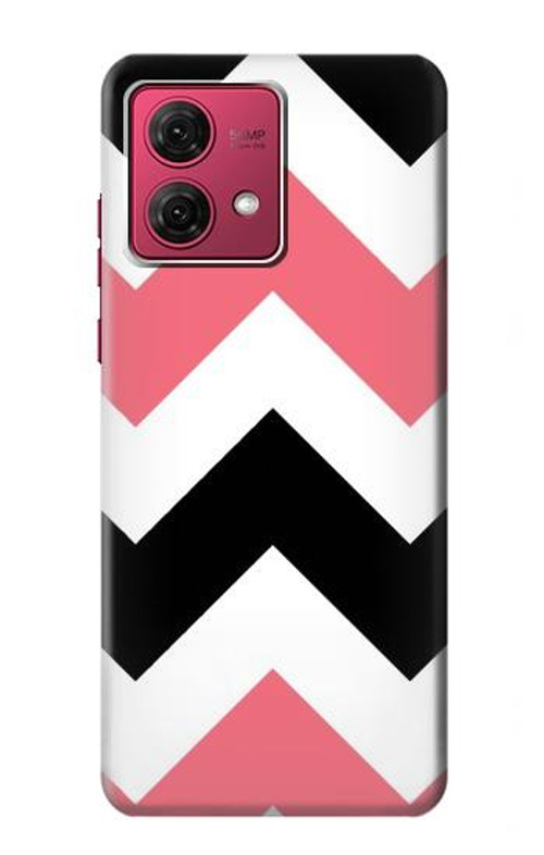 S1849 Pink Black Chevron Zigzag Case Cover Custodia per Motorola Moto G84 S1849 Pink Black Chevron Zigzag Case Cover Custodia per Motorola Moto G84