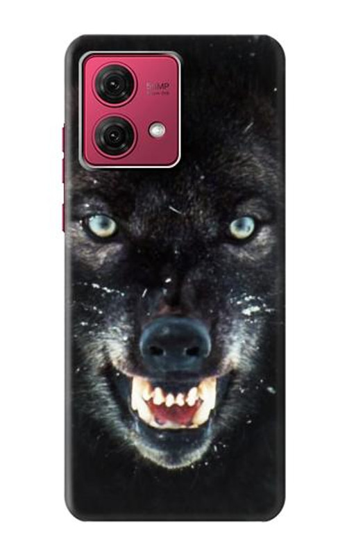 S2823 Black Wolf Blue Eyes Face Case Cover Custodia per Motorola Moto G84