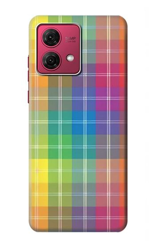 S3942 LGBTQ Rainbow Plaid Tartan Case Cover Custodia per Motorola Moto G84