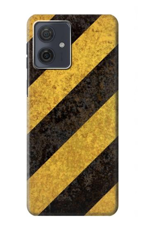 S2231 Yellow and Black Line Hazard Striped Case Cover Custodia per Motorola Moto G54