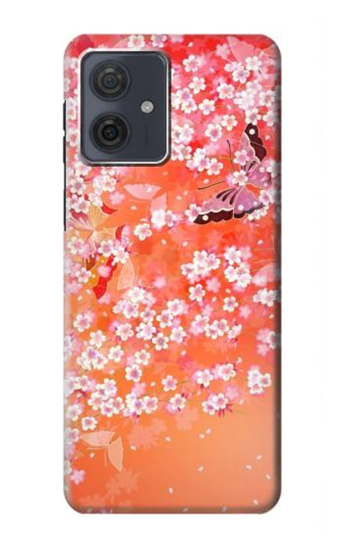 S2543 Japanese Kimono Style Flower Pattern Case Cover Custodia per Motorola Moto G54 S2543 Japanese Kimono Style Flower Pattern Case Cover Custodia per Motorola Moto G54