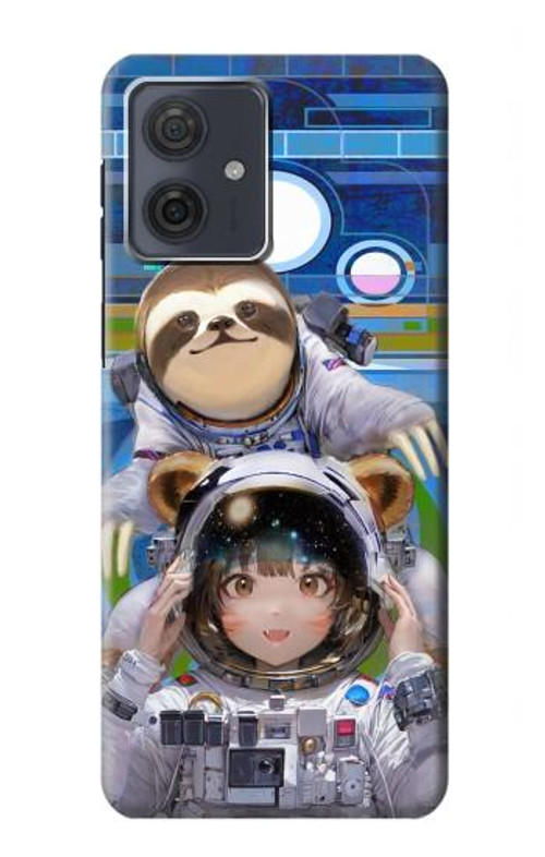 S3915 Raccoon Girl Baby Sloth Astronaut Suit Case Cover Custodia per Motorola Moto G54
