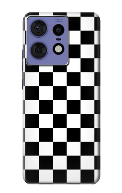 S1611 Black and White Check Chess Board Case Cover Custodia per Motorola Edge 50 Fusion
