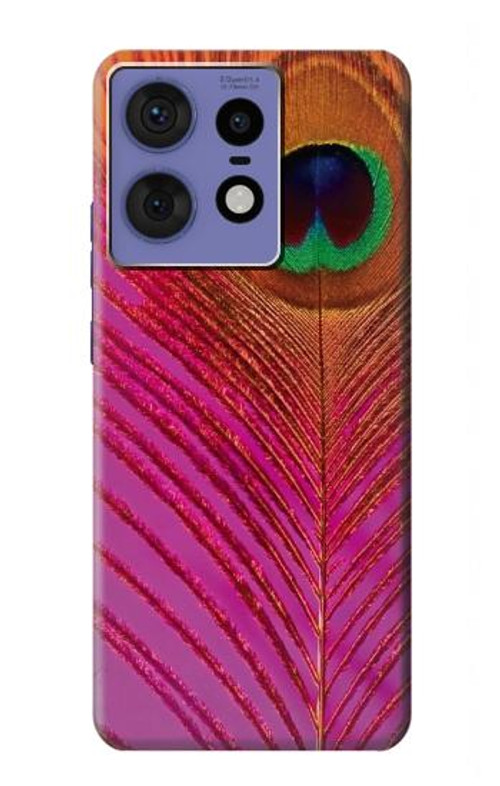 S3201 Pink Peacock Feather Case Cover Custodia per Motorola Edge 50 Fusion