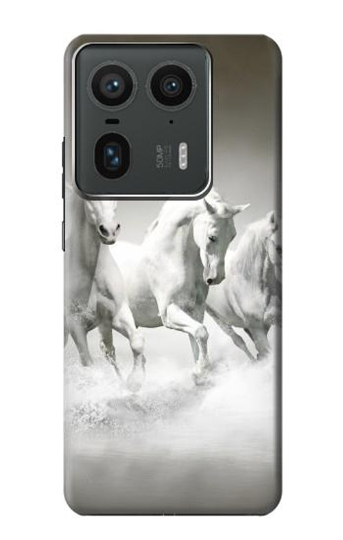 S0933 White Horses Case Cover Custodia per Motorola Edge 50 Ultra