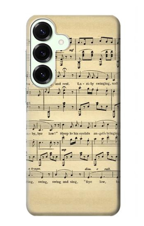 S2504 Vintage Music Sheet Case Cover Custodia per Samsung Galaxy S25 Plus