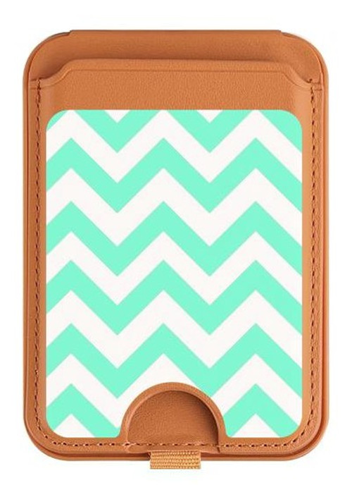 S1723 Mint Chevron Zigzag Magnetic Card Holder Wallet Stand with MagSafe for iPhone 16 15 14 13 Pro Max
