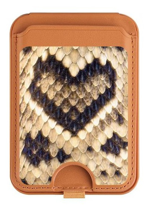 S3417 Diamond Rattle Snake Graphic Print Magnetic Card Holder Wallet Stand with MagSafe for iPhone 16 15 14 13 Pro Max