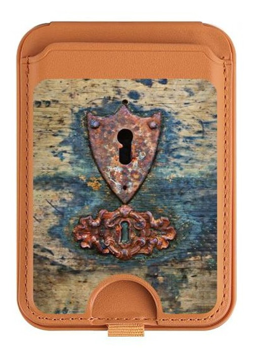 S3955 Vintage Keyhole Weather Door Magnetic Card Holder Wallet Stand with MagSafe for iPhone 16 15 14 13 Pro Max
