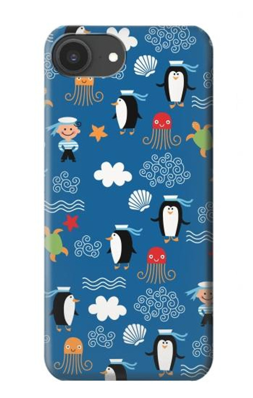 S2572 Marine Penguin Pattern Case Cover Custodia per iPhone 16e