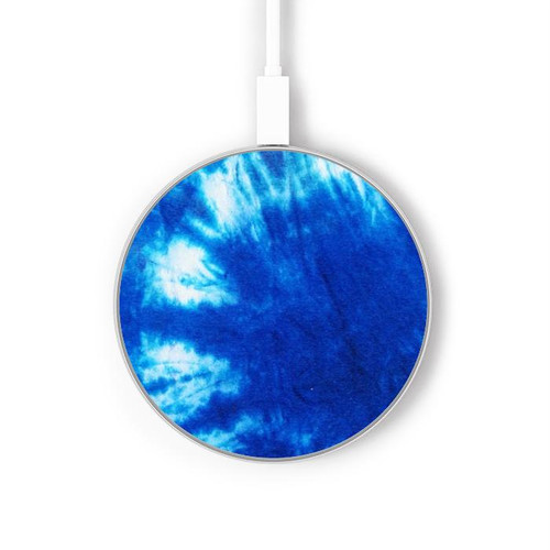 S1869 Tie Dye Blue Caricabatterie wireless da 15W, tipo C, per iPhone e Android, con luce LED