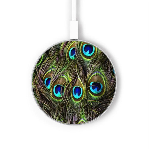 S1965 Peacock Feather Caricabatterie wireless da 15W, tipo C, per iPhone e Android, con luce LED