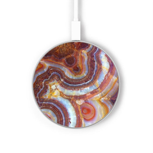 S3034 Colored Marble Texture Printed Caricabatterie wireless da 15W, tipo C, per iPhone e Android, con luce LED