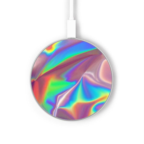 S3597 Holographic Photo Printed Caricabatterie wireless da 15W, tipo C, per iPhone e Android, con luce LED