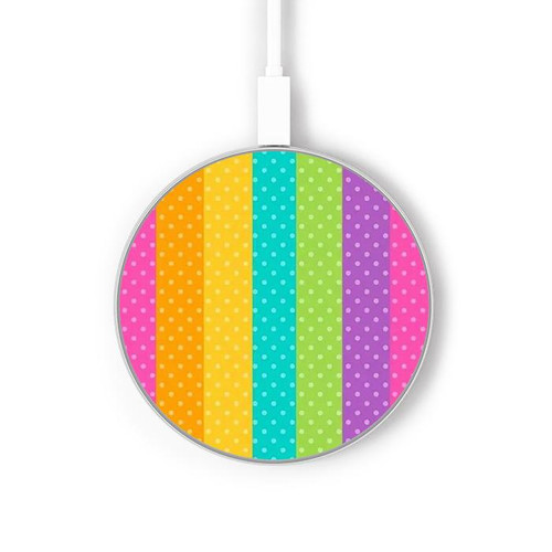 S3678 Colorful Rainbow Vertical Caricabatterie wireless da 15W, tipo C, per iPhone e Android, con luce LED