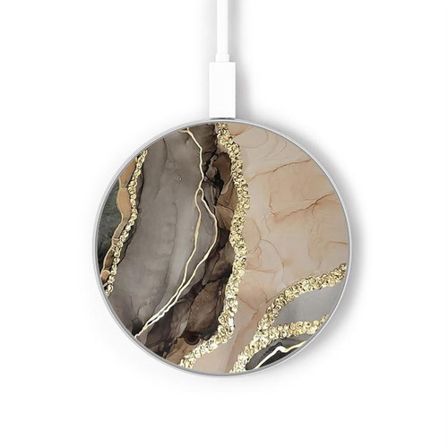 S3700 Marble Gold Graphic Printed Caricabatterie wireless da 15W, tipo C, per iPhone e Android, con luce LED