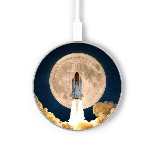 S3859 Bitcoin to the Moon Caricabatterie wireless da 15W, tipo C, per iPhone e Android, con luce LED