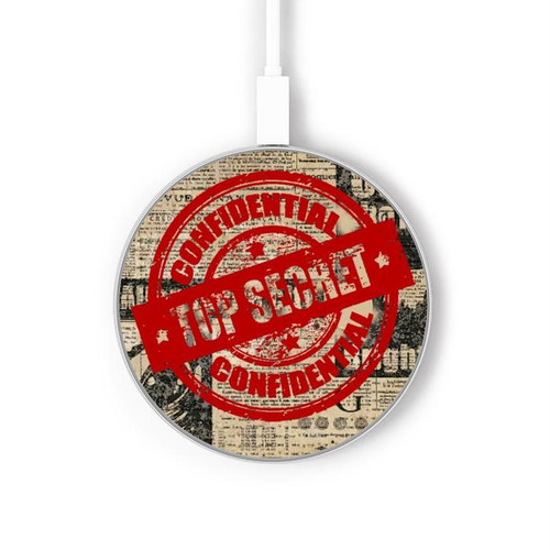 S3937 Text Top Secret Art Vintage Caricabatterie wireless da 15W, tipo C, per iPhone e Android, con luce LED