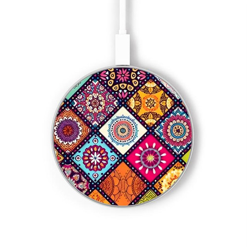 S3943 Maldalas Pattern Caricabatterie wireless da 15W, tipo C, per iPhone e Android, con luce LED