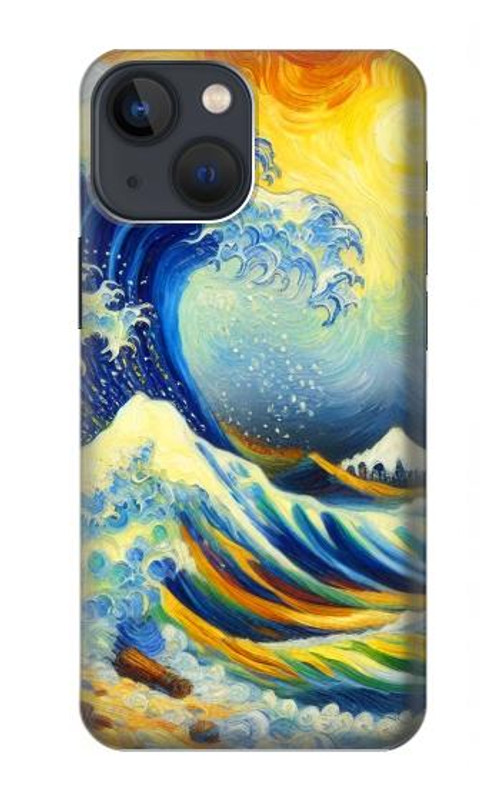 S4005 Oil Color Painting Great Waves Case Cover Custodia per iPhone 14