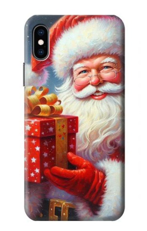 S4029 Xmas Smiling Santa Claus Gift Box Case Cover Custodia per iPhone X, iPhone XS