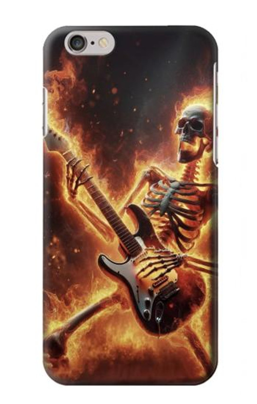 S3984 Fire Skeleton Playing Guitar Case Cover Custodia per iPhone 6 6S