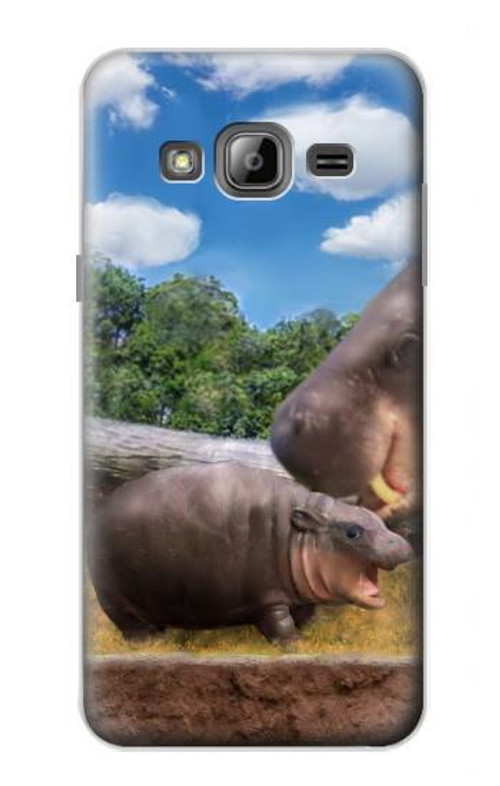 S4031 Baby Hippo Hippopotamus Family Case Cover Custodia per Samsung Galaxy J3 (2016)