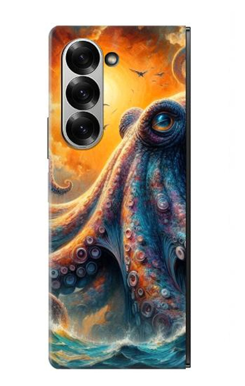 S4003 Oil Color Painting Giant Octopus Case Cover Custodia per Samsung Galaxy Z Fold 6