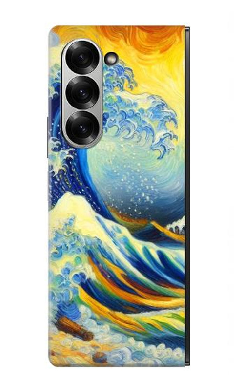 S4005 Oil Color Painting Great Waves Case Cover Custodia per Samsung Galaxy Z Fold 6