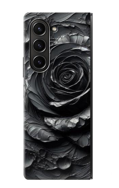 S3969 Black Rose Hard Brush Stroke Case Cover Custodia per Samsung Galaxy Z Fold 5