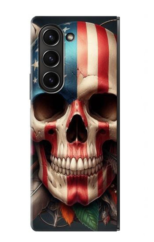 S4015 Skull American Flag Case Cover Custodia per Samsung Galaxy Z Fold 5