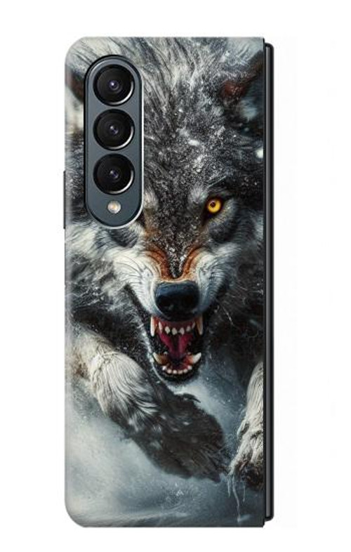 S3965 Angry Wolf Running Case Cover Custodia per Samsung Galaxy Z Fold 4