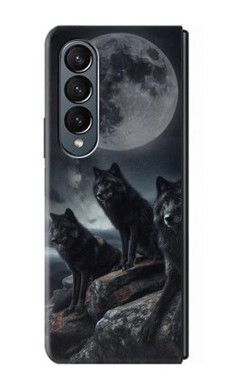 S3970 Black Wolf Full Moon Case Cover Custodia per Samsung Galaxy Z Fold 4