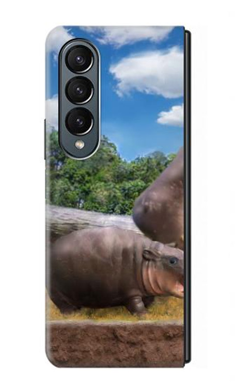 S4031 Baby Hippo Hippopotamus Family Case Cover Custodia per Samsung Galaxy Z Fold 4