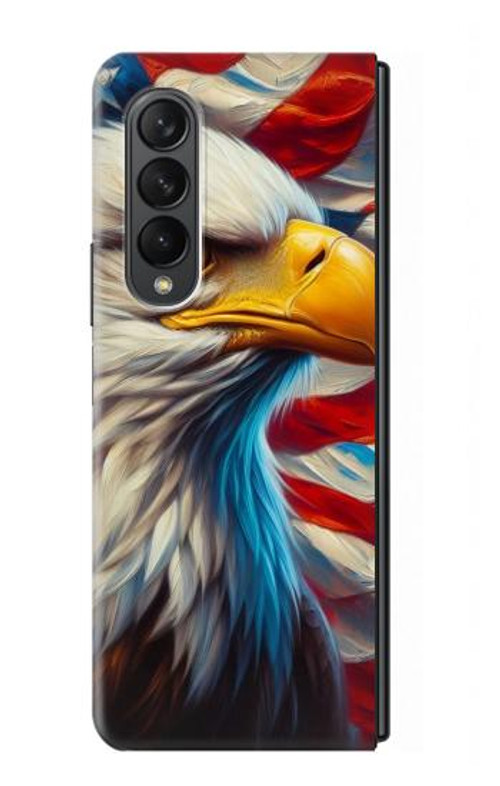 S3967 Bald Eagle American Flag Case Cover Custodia per Samsung Galaxy Z Fold 3 5G