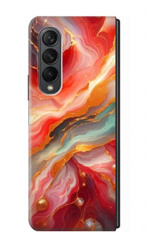 S4012 Red Marble Gold Veins Case Cover Custodia per Samsung Galaxy Z Fold 3 5G