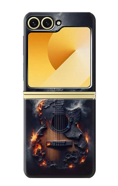 S3972 Burned Acoustic Guitar Graphic Case Cover Custodia per Samsung Galaxy Z Flip 6