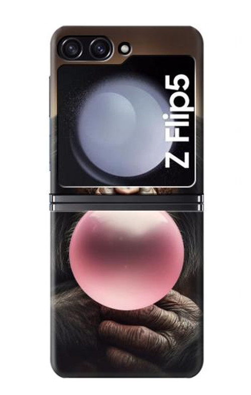 S3973 Chimpanzee Blowing Pink Bubblegum Case Cover Custodia per Samsung Galaxy Z Flip 5