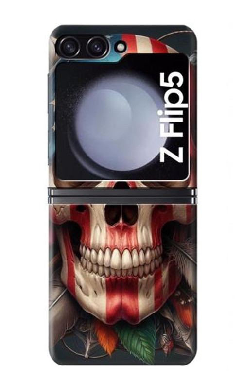 S4015 Skull American Flag Case Cover Custodia per Samsung Galaxy Z Flip 5