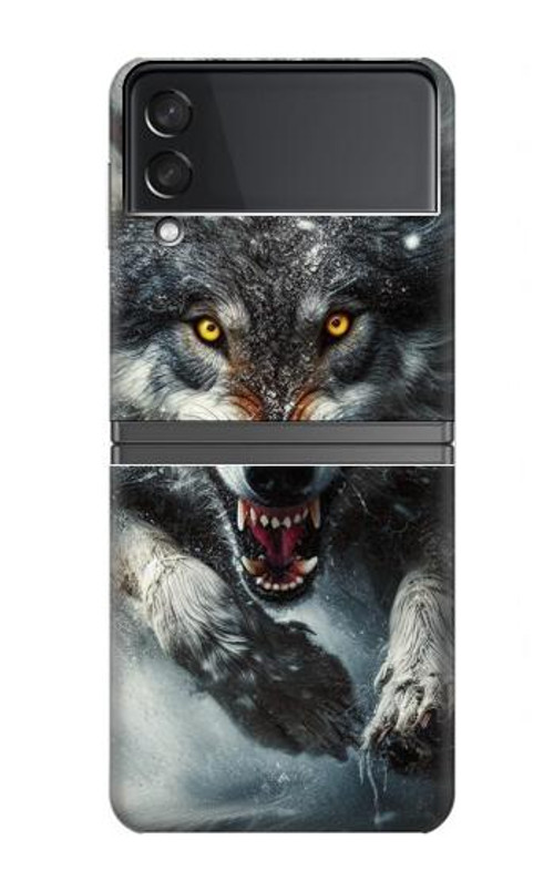 S3965 Angry Wolf Running Case Cover Custodia per Samsung Galaxy Z Flip 4