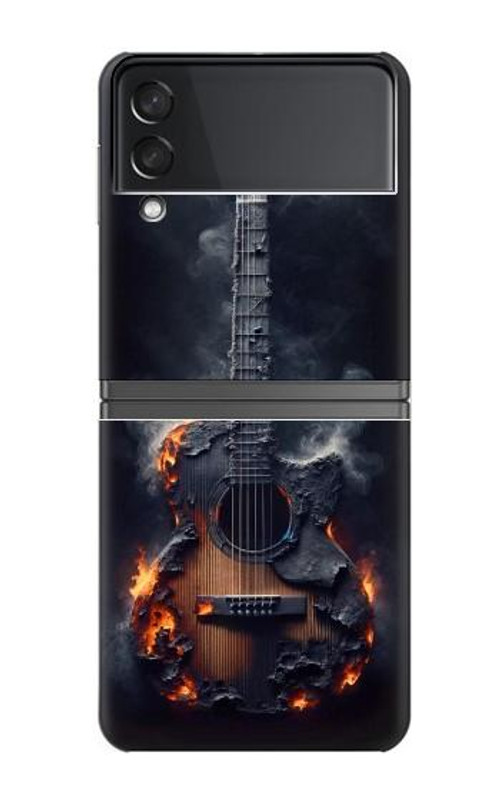S3972 Burned Acoustic Guitar Graphic Case Cover Custodia per Samsung Galaxy Z Flip 4