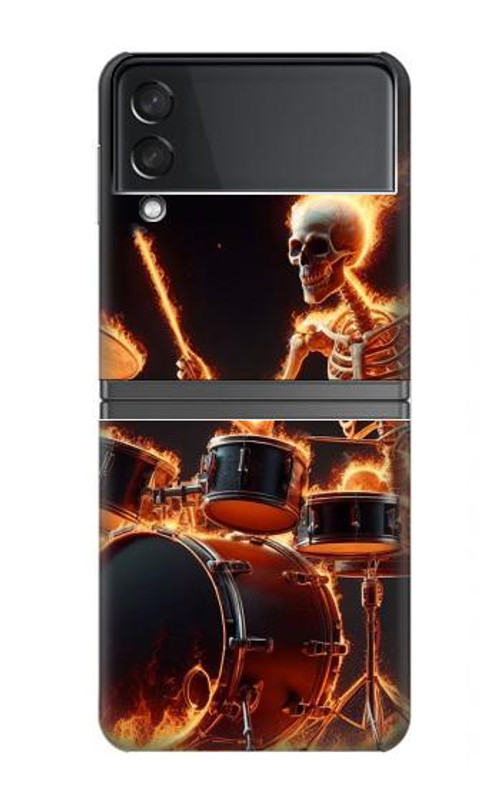 S3985 Fire Skull Drummer Case Cover Custodia per Samsung Galaxy Z Flip 4