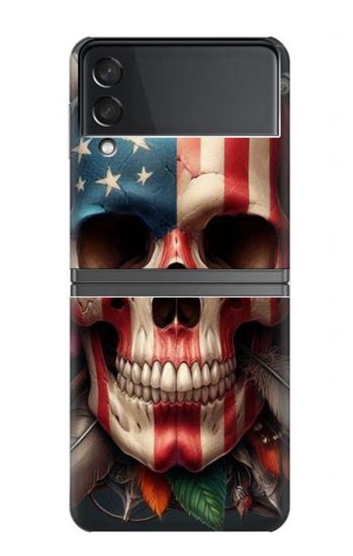 S4015 Skull American Flag Case Cover Custodia per Samsung Galaxy Z Flip 4