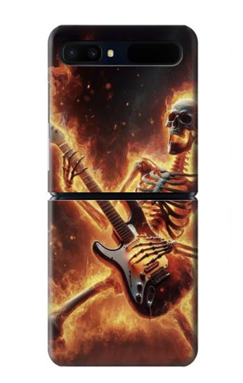 S3984 Fire Skeleton Playing Guitar Case Cover Custodia per Samsung Galaxy Z Flip 5G