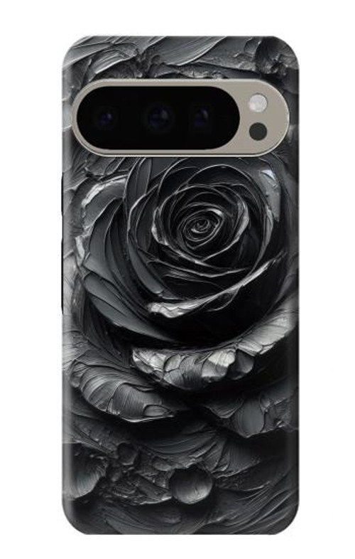 S3969 Black Rose Hard Brush Stroke Case Cover Custodia per Google Pixel 9 Pro